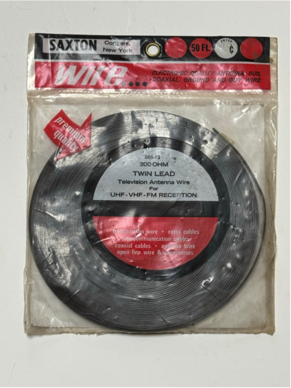 Saxton 300-Ohm Twin flat Lead Television Antenna Wire 50 Ft New